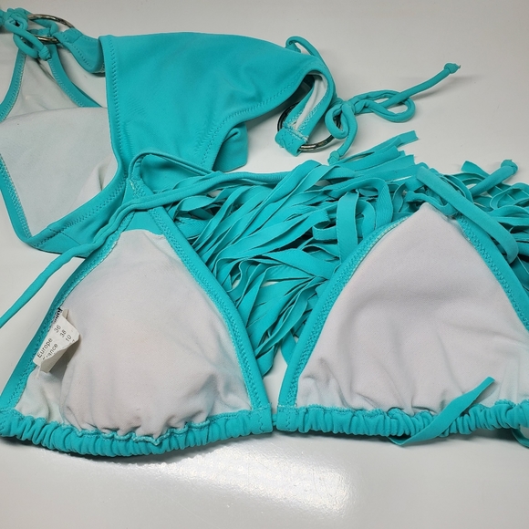 Sheridyn Swim Tuquoise Vlue Green Fringe Western Bikini - Picture 14 of 16